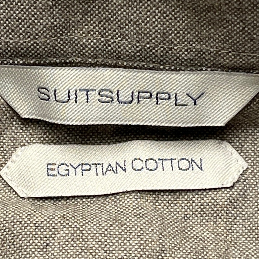 SuitSupply Leggiuno Egyptian Cotton Shirt Mens 15.75 40 Tan Brown Italian Fabric